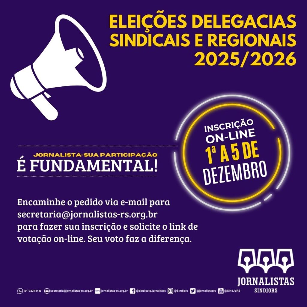 SindJoRS abre período de inscrições para eleições às delegacias regionais e sindicais