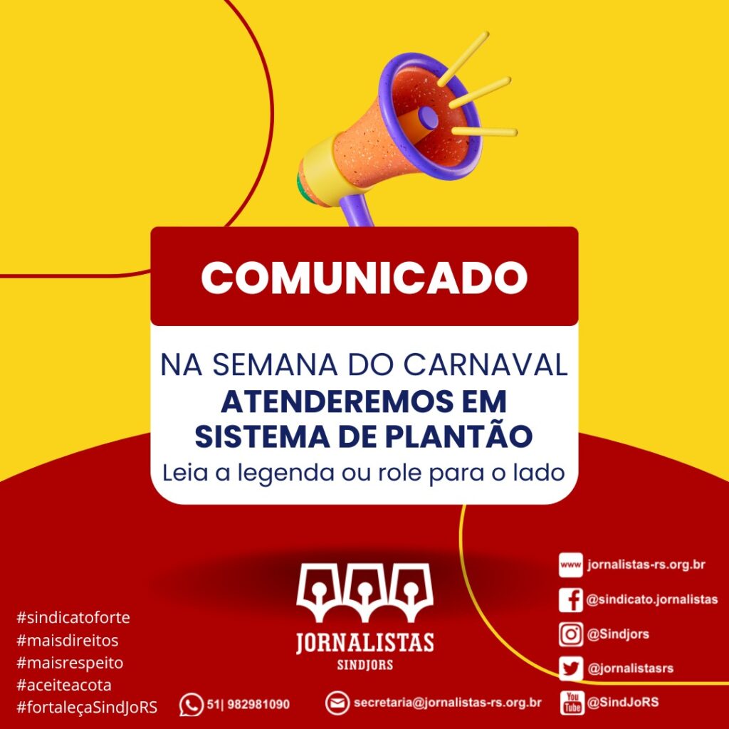 SindJoRS fará recesso de Carnaval